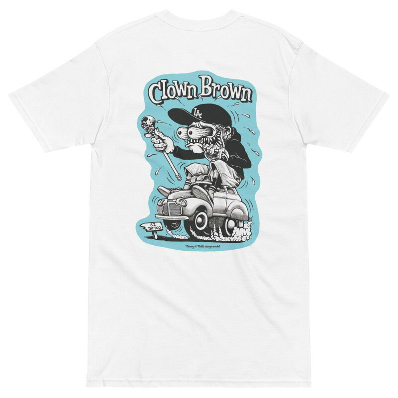 BROWN FAMILY ART CO -CLOWN BROWN- WHITE TSHIRTS Tシャツ