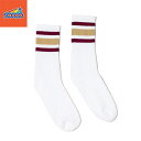 SOCCO CREW SOCKS(スネ丈）ソッコー ソックス WHITE/MAROON-VEGAS GOLD-MAROON 3LINES