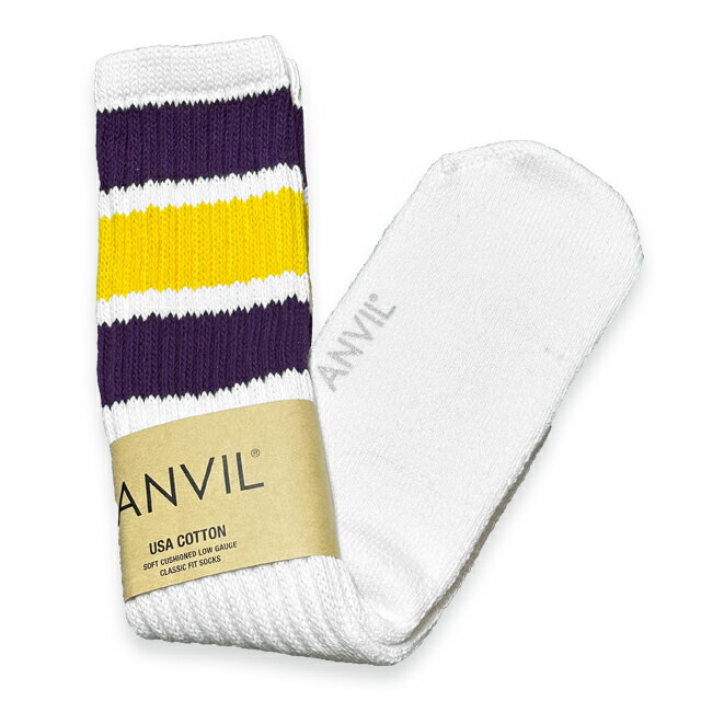 ANVIL TUBE SOCKS チューブソックス ユニセックス AN600 PURPLE/YELLOW USA COTTONを使用したチューブソックス。 かかと無しのタイプで男女問わずご使用いただけます。 伸縮性もあり履き心地の良いソック...