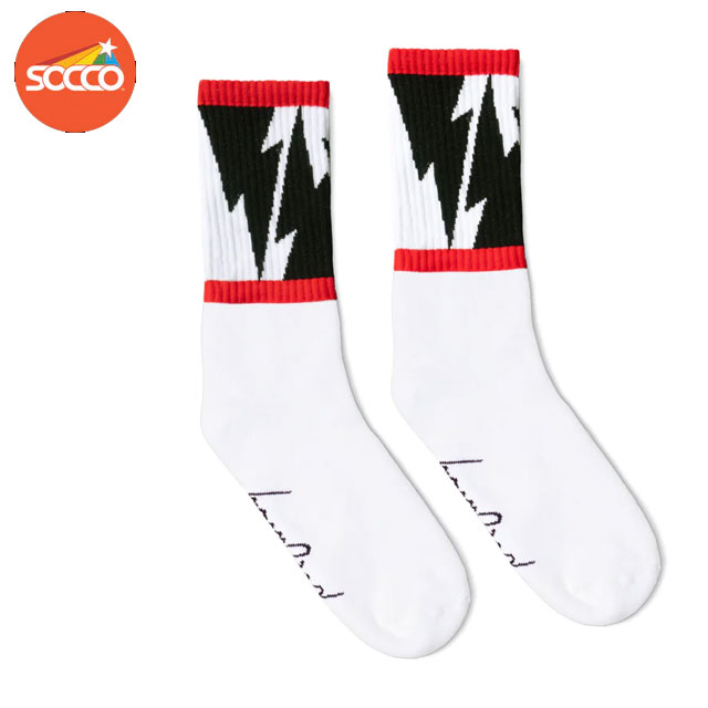 SOCCOxMIKE VALLELY "Lightning Bolt Socks V2" CREW SOCKS(スネ丈） ソッコー ソックスxマイク・バレリー WHITE