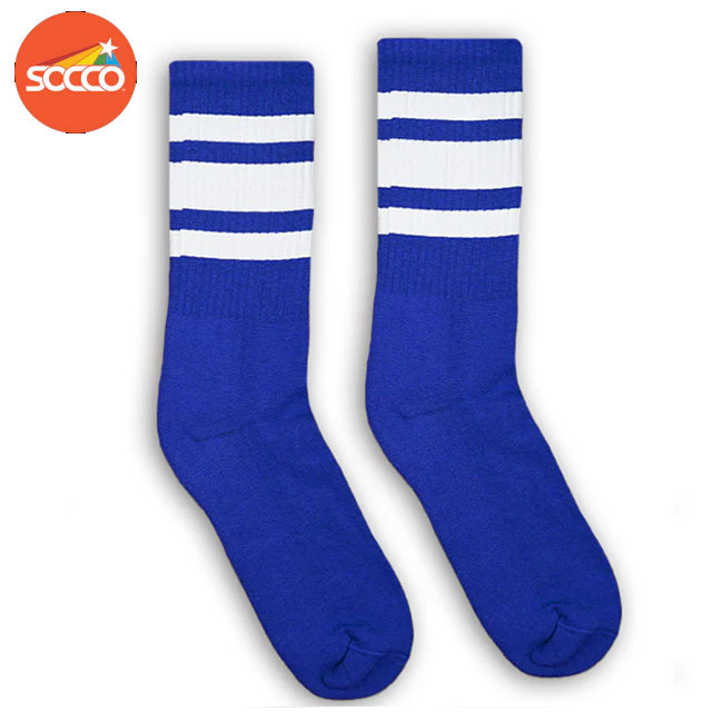 SOCCO CREW SOCKS(スネ丈）ソッコー ソックス ソッコー ソックス ROYAL BLUE / WHITE 3LINE STRIPES