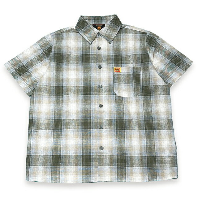 FB COUNTY エフビーカウンティ CHECKER FLANNEL SHORT SLEEVE SHIRTS 半袖シャツ OLIVE/WHITE