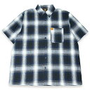 FB COUNTY エフビーカウンティ CHECKER FLANNEL SHORT SLEEVE SHIRTS 半袖シャツ ROYAL/GREY/WHITE