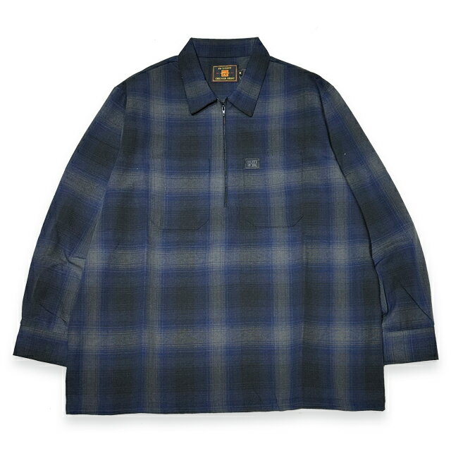 FB COUNTY エフビーカウンティ CHECKER HALF ZIP L/S SHIRTS 長袖 ハーフジップシャツ ROYAL/BLACK/GREY