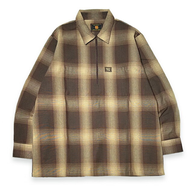 FB COUNTY エフビーカウンティ CHECKER HALF ZIP L/S SHIRTS 長袖 ハーフジップシャツ BROWN/TAN