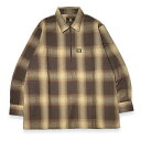 FB COUNTY Gtr[JEeB CHECKER HALF ZIP L/S SHIRTS  n[tWbvVc BROWN/TAN