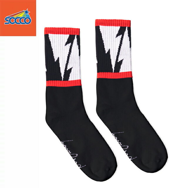 SOCCOxMIKE VALLELY "Lightning Bolt Socks V2" CREW SOCKS(スネ丈） ソッコー ソックスxマイク・バレリー BLACK