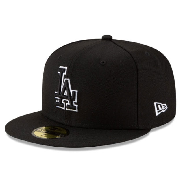 NEW ERA �˥塼���� DODGERS 59FIFTY FIFTTED CAP �ɥ��㡼������å� ���ꥵ���� BLACK OUTLINE WHITE