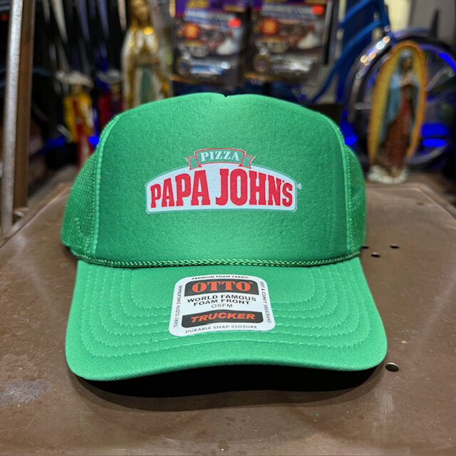 TRUCKERS MESHCAP -135- -PAPA JOHNS- KELLY GREEN MESH CAP メッシュキャップ