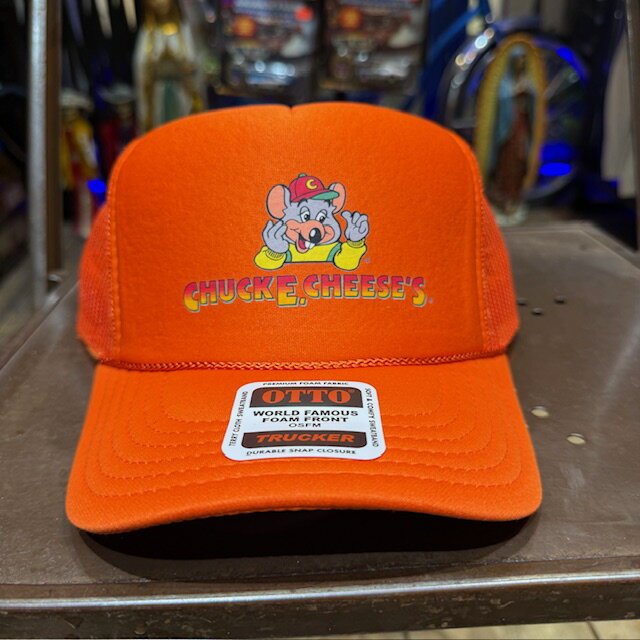 TRUCKERS MESHCAP -184- CHUCK E CHEESE ORANGE MESH CAP メッシュキャップ