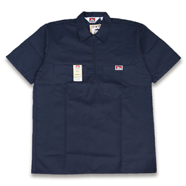 Rakuten - BEN DAVIS HALF ZIP ハーフジップ 半袖ワークシャツ #168 NAVY
