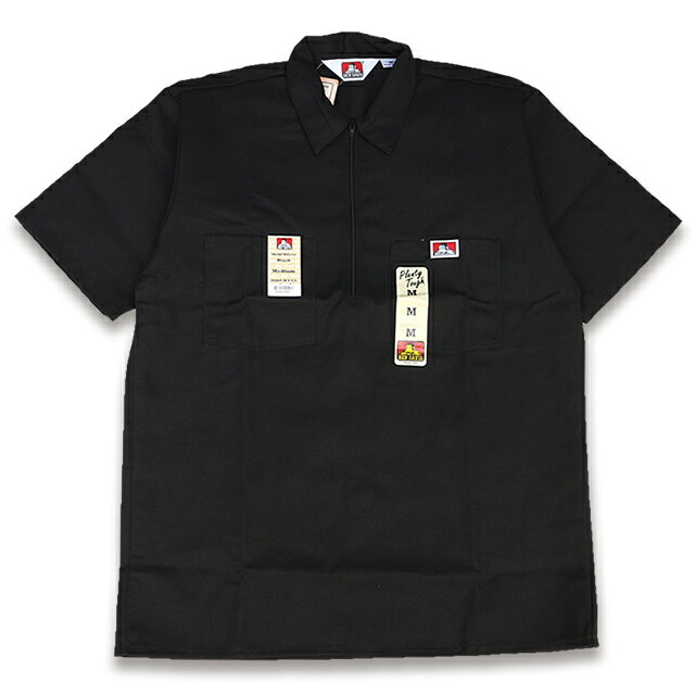 Rakuten - BEN DAVIS HALF ZIP ハーフジップ 半袖ワークシャツ #124 BLACK