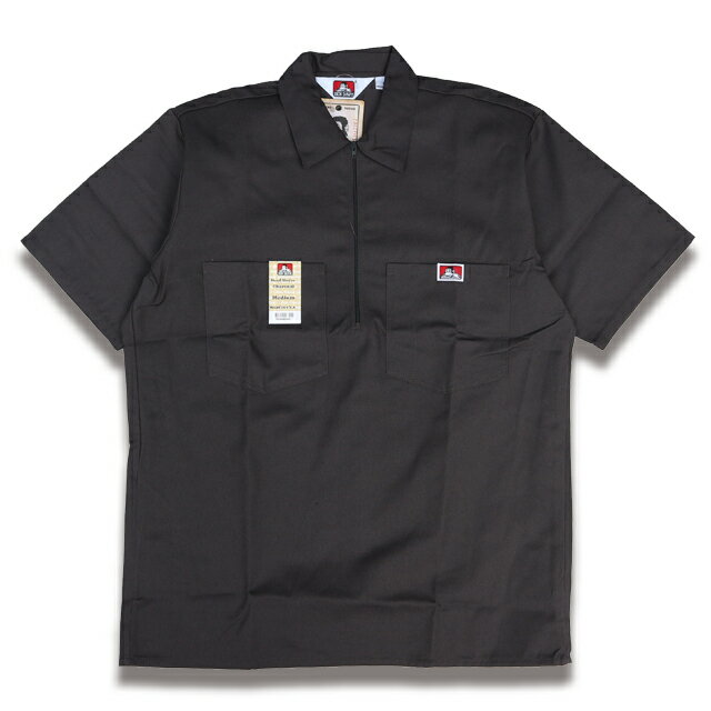 BEN DAVIS HALF ZIP ハーフジップ 半袖ワークシャツ #183 CHARCOAL