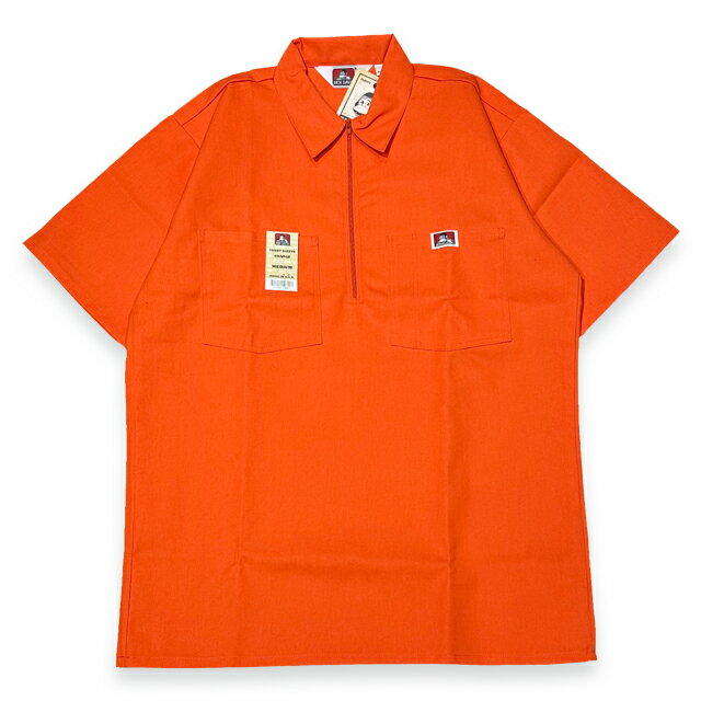 Rakuten - BEN DAVIS HALF ZIP ハーフジップ 半袖ワークシャツ #126 ORANGE