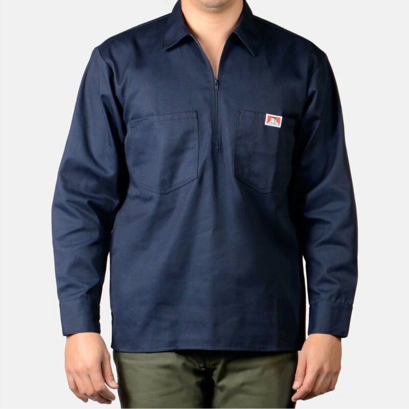Rakuten - BEN DAVIS ベンデイビス #268 LONG SLEEVE HALF ZIP SHIRT ハーフジップ 長袖ワークシャツ NAVY