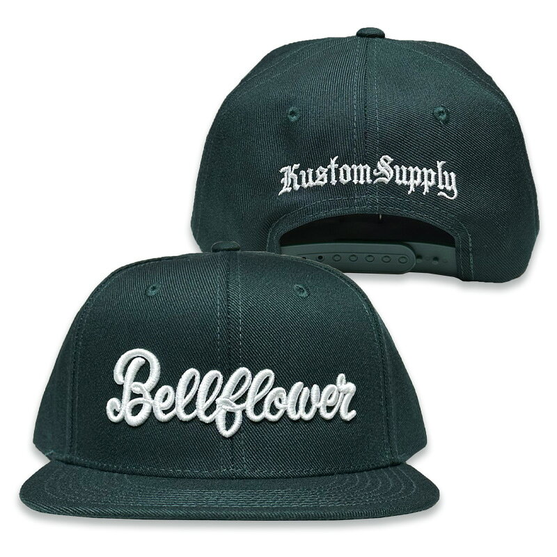 BELLFLOWER by KUSTOMSTYLE BFCP1101HGR -SCRIPT- SNAPBACK CAP スナップバックキャップ HUNTER GREEN