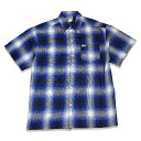 CAL TOP Lgbv #2000 FL PLAID SHORT SHIRT Vc ROYAL BLUE & WHITE