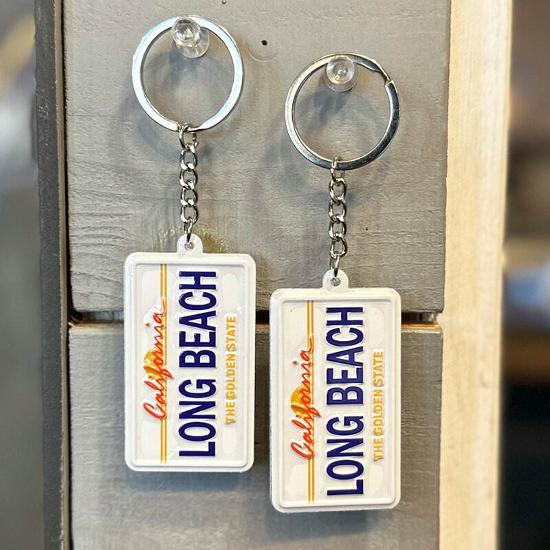 Key Chains - LICENSE PLATE KEY RING -LONGBEACH- メタルキーリング　縦幅6CM