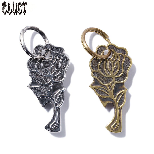 CLUCT(クラクト) #03060 -ROSE KEY COVER- キーカバー ボトルオープナー 薔薇モチーフのキーカバー。真鍮を使用しハンドメイドで作成されたこのモデルはバックサイドにメッセージを配しています。ボトルオープナーとしてもご使用いただけます。 CONTENT _BRASS オリジナルの巾着袋付属 SILVER,ANTIQUEの2色からお選びください　