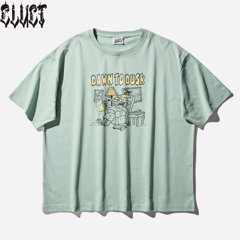 Rakuten - CLUCT (クラクト) #05230 DOWN TO DUSK [S/S W TEE] 半袖Tシャツ ビックシルエット S.GREEN