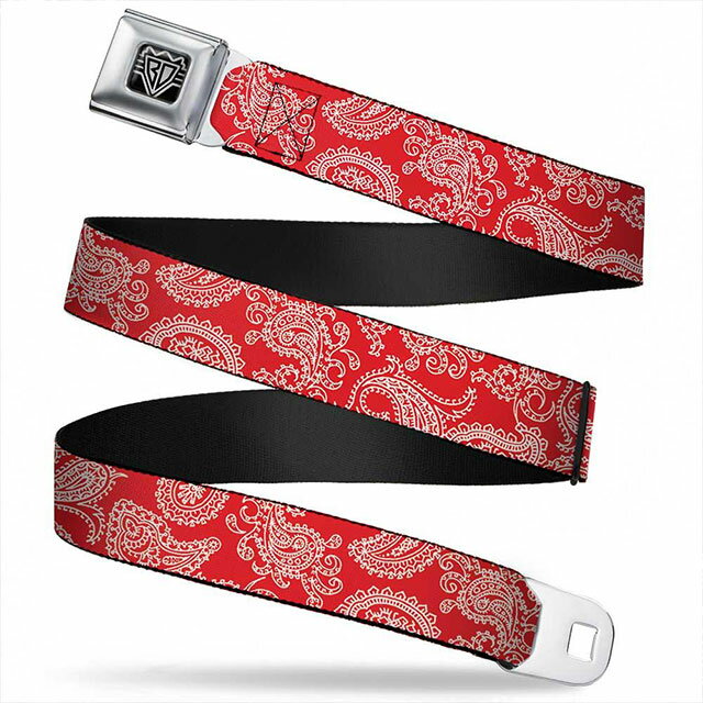 BUCKLE-DOWN バックルダウン SBB-BDC-W34269 PAISLEY RED SEATBELT BUCKLE BELT