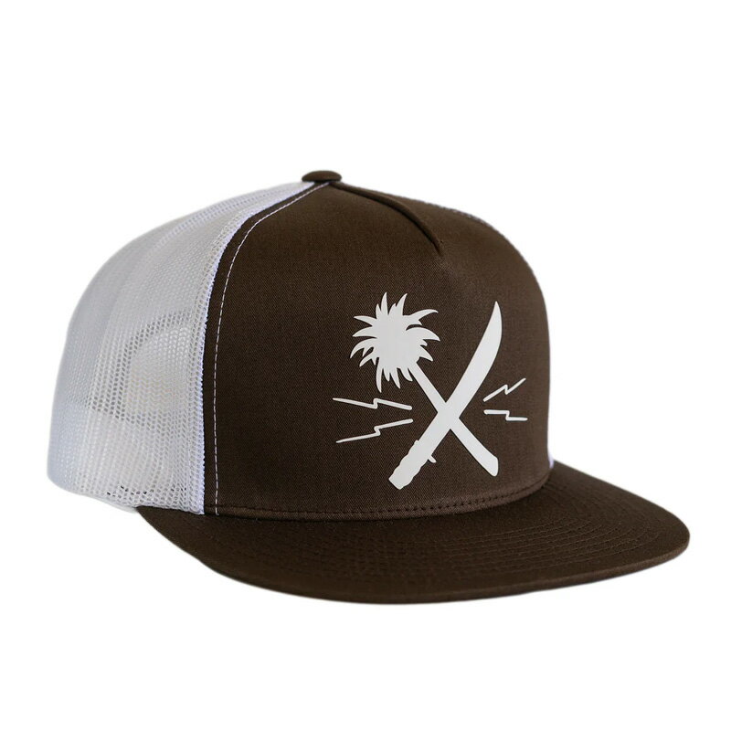 US VERSUS THEM アスバーサスゼム "CROSSCUT BOLT" SNAPBACK MESH CAP スナップバック メッシュキャップ BROWN/WHITE