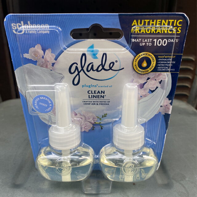 GLADE PLUG IN SCENTED OIL 2PACK CLEAN LINEN プラグイン芳香剤REFILL (OIL WARMER別途お買い上げください）