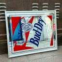 AN253 USED(中古) VINTAGE ANTIQUE BUD DRY BEER BAR MIRROR 鏡 53x43(CM)