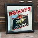 AN252 USED(中古) VINTAGE ANTIQUE MILLER BEER BAR MIRROR 鏡 38x38(CM)