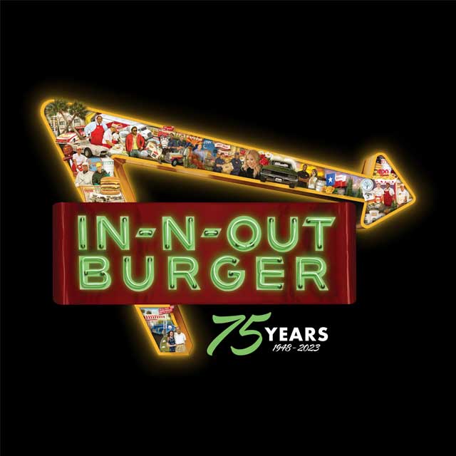 IN-N OUT BURGER インアンドアウトバーガー 2024 75TH ANNIVERSARY BLACK Tシャツ
