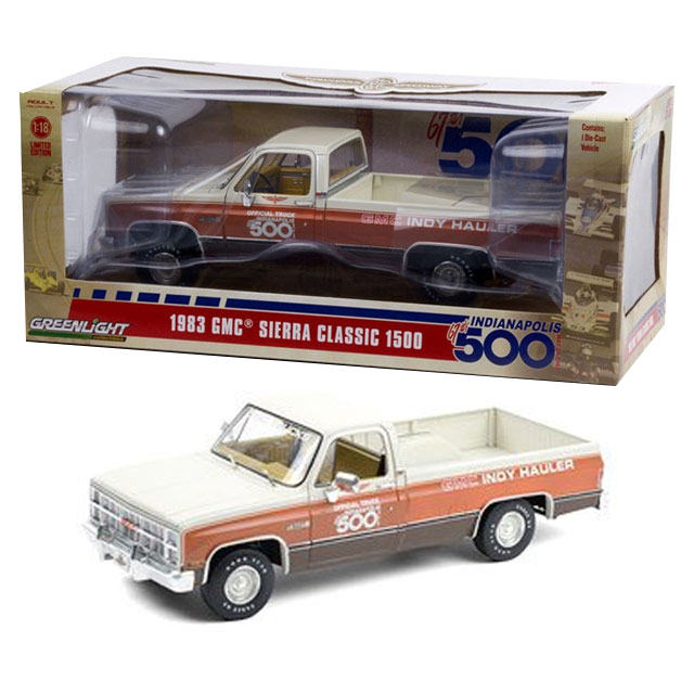 乐天商城 - GREENLIGHT グリーンライト 1983 GMC Sierra Classic 1500 67th Annual Indianapolis 500 Mile Race Official Truck (White/Red)　ミニカー