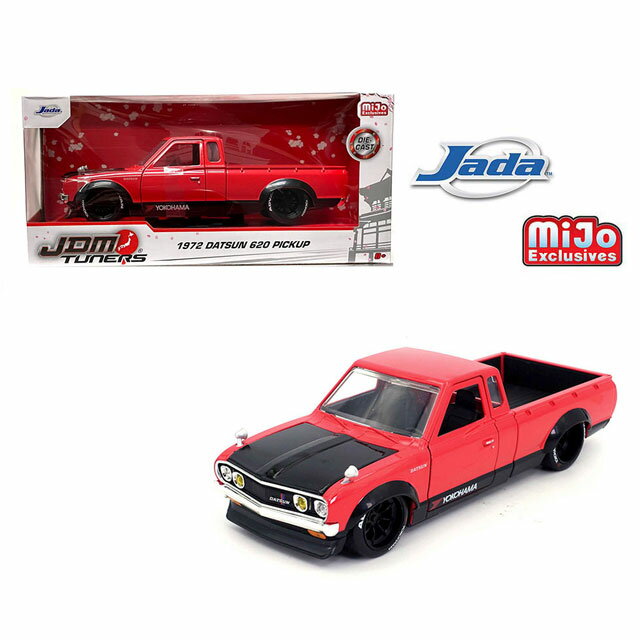 JADA TOYS 1/24SCALE 1972 Datsun 620 Pickup RED Yokohama – Just Trucks – MiJo Exclusives Limited Edition