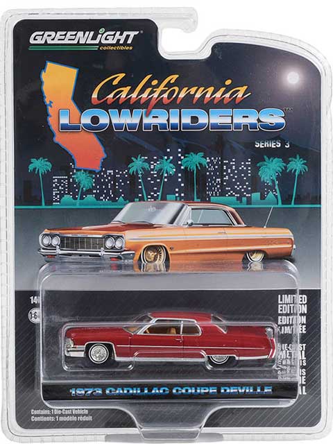 GL-023 GREENLIGHT "California Lowriders Series 3" 1973 Cadillac Coupe DeVille in Maroon