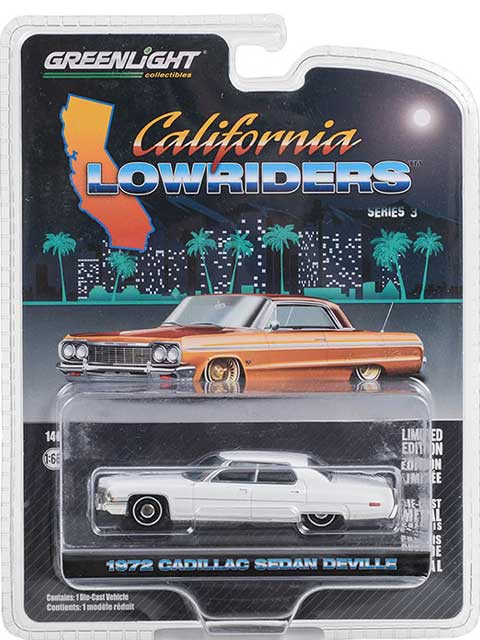 GL-022 GREENLIGHT California Lowriders Series 3 1972 Cadillac Sedan DeVille in White