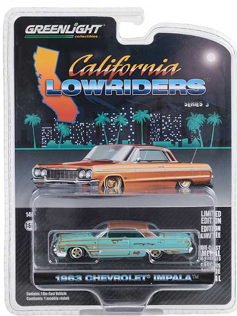 GL-020 GREENLIGHT "California Lowriders Series 3" 1963 Chevrolet Impala in Teal Patina