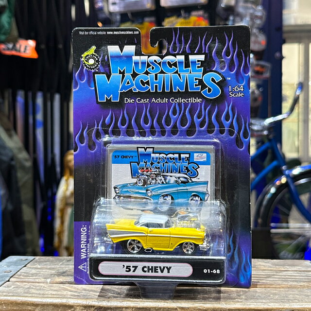 MM015 MUSCLE MACHINES 1/64SCALE 57 CHEVY YELLOW