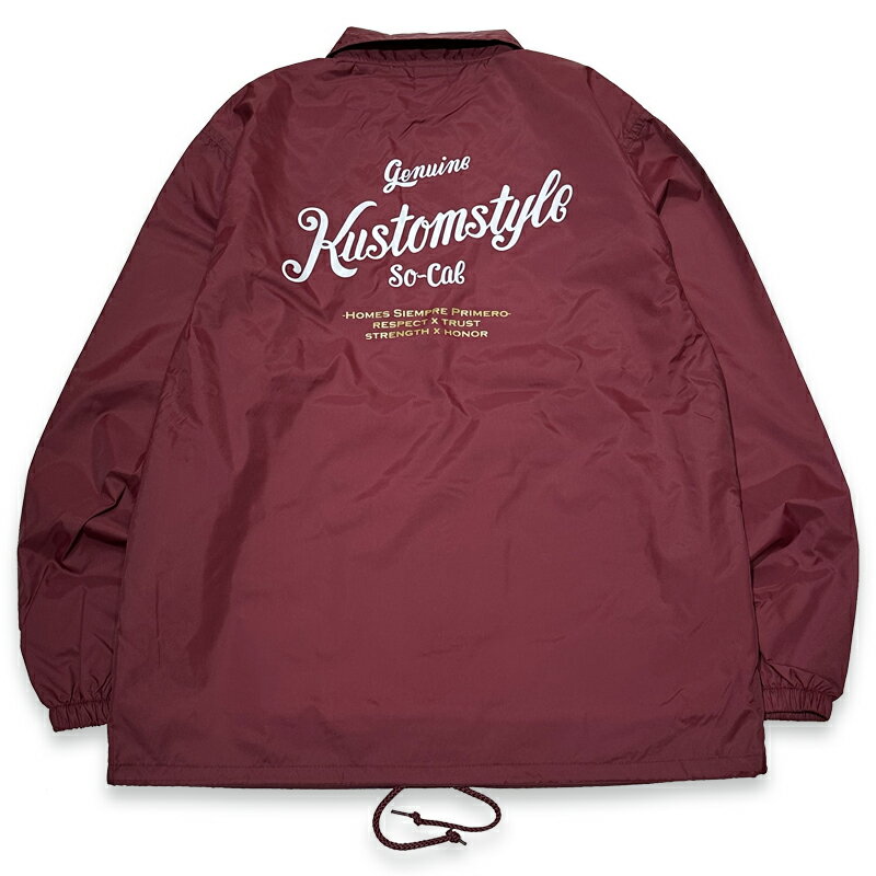 KUSTOMSTYLE カスタムスタイル KSWB2224BG "GENUINE KUSTOMSTYLE" NYLON COACH JACKET COLOR*BURGUNDY ナイロン コーチジャケット