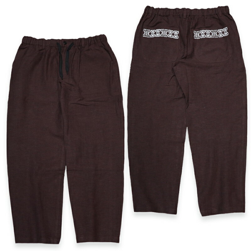 KUSTOMSTYLE カスタムスタイル FCLP0902BR FACECARD BANDANA POCKET COTTON/LINEN LONG PANTS COLOR BROWN