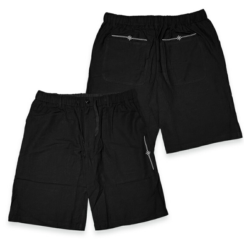 KUSTOMSTYLE カスタムスタイル KSSP2405BK "JURIUS CAESAR" RAYON/LINEN SHORT PANTS COLOR*BLACK