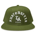 KUSTOMSTYLE KSCP2314OL LA RAISED SNAP BACK CAP OLIVE