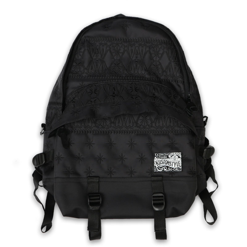 楽天KUSTOMSTYLE SO-CALKUSTOMSTYLE カスタムスタイル/FACE CARD FCBP0902BKBK BANDANA BACK PACK バックパック -BLACK/BLACK- EMBROIDERY 刺繍