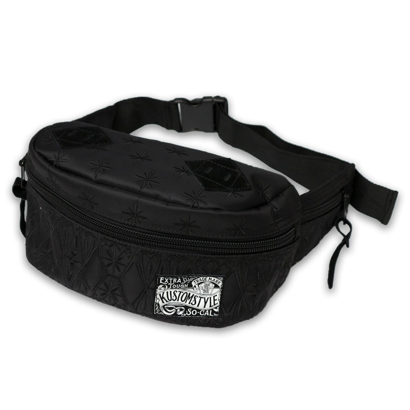 楽天KUSTOMSTYLE SO-CALKUSTOMSTYLE カスタムスタイル/FACE CARD FCWB0902BKBK BANDANA WAIST BAG ウエストバッグ -BLACK/BLACK- EMBROIDERY 刺繍