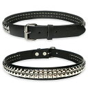 KUSTOMSTYLE カスタムスタイル KSBT004BKSL BLACK/CHROME PYRAMID STUDS GENUINE LEATHER BELT