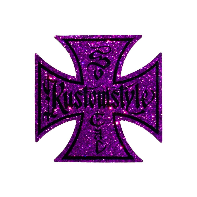 KUSTOMSTYLE カスタムスタイル KSD0303PUFLAKE IRON CROSS FLAKE DECAL PURPLE ステッカー