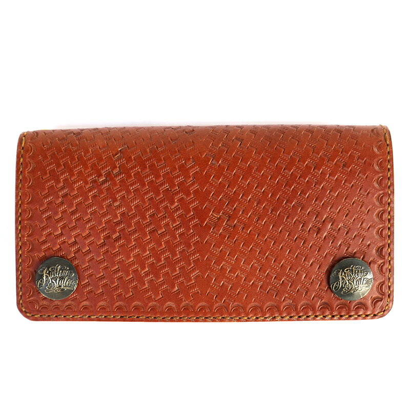 KUSTOMSTYLE カスタムスタイル LEATHER WALLET "TYPE2" BASKET WEAVE LONG WALLET COLOR*BROWN