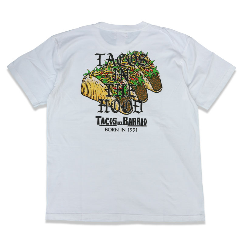 定価5500円 SALE 2980円 /CHEYENNE by KUSTOMSTYLE カスタムスタイル CHT2004WH -TACOS DEL BARRIO- TACOS IN THE HOOD T-SHIRTS WHITE