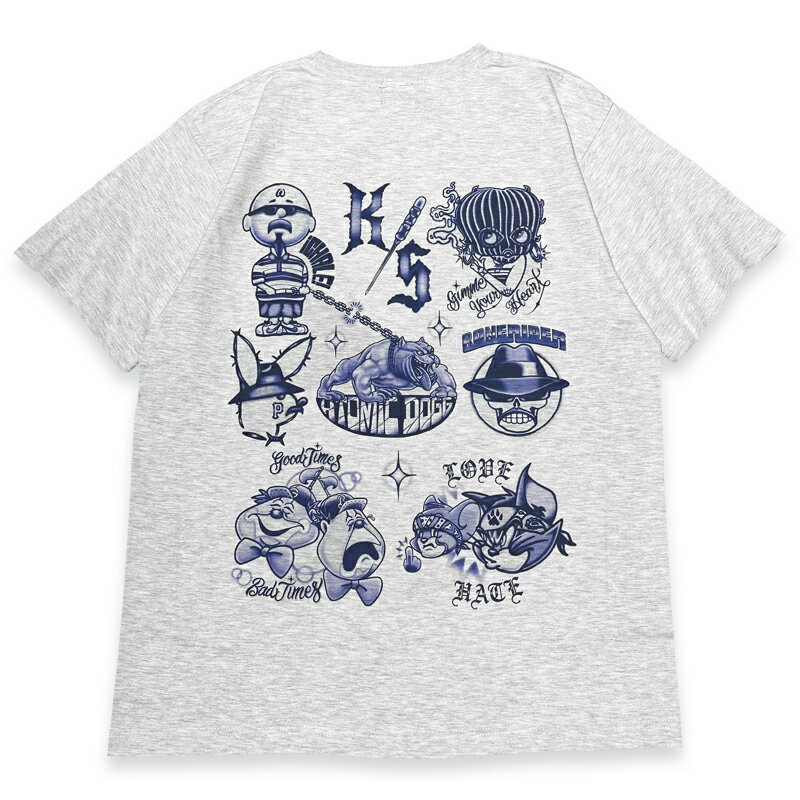 KUSTOMSTYLE カスタムスタイル KST2218ASH "036 TATTOO FLASH" ASH GREY Tシャツ