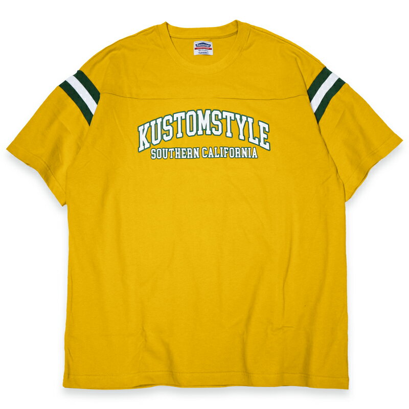 定価8910円 SALE!!3580円 / KUSTOMSTYLE カスタムスタイル KST2223FOOTMUS "COLLEGE LOGO" FOOTBALL TEE フットボールTシャツ MUSTARD