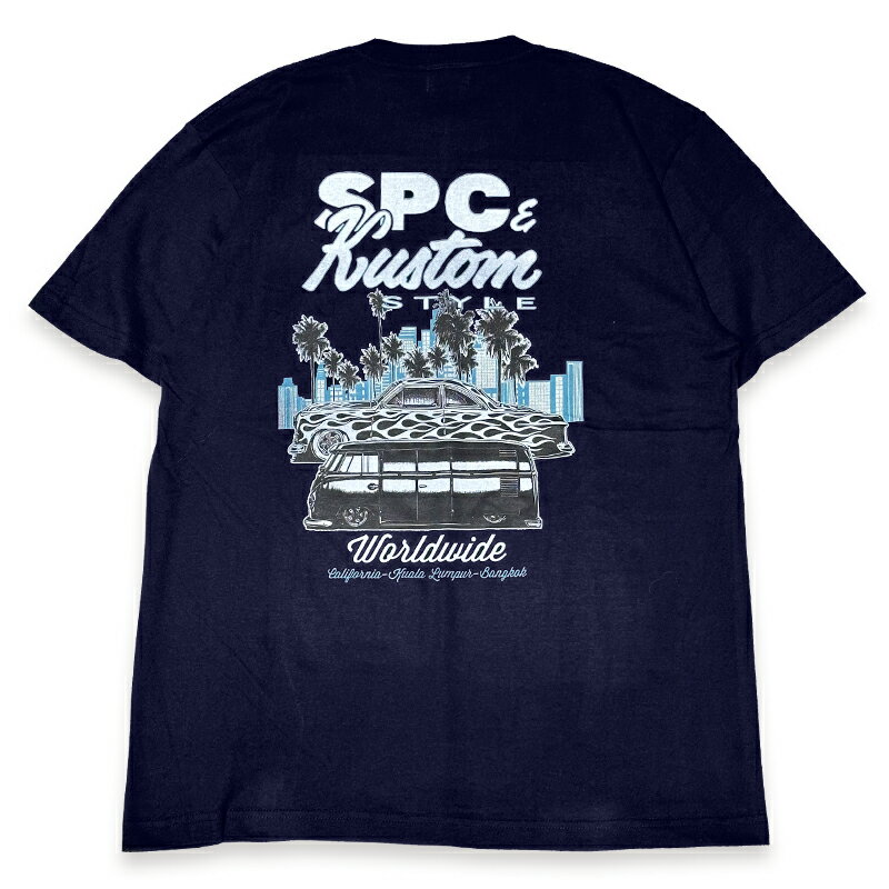 KUSTOMSTYLE カスタムスタイル xSIDE PROJECT CAFE KSSPC-003NY "SPCxKS Worldwide" NAVY Tシャツ