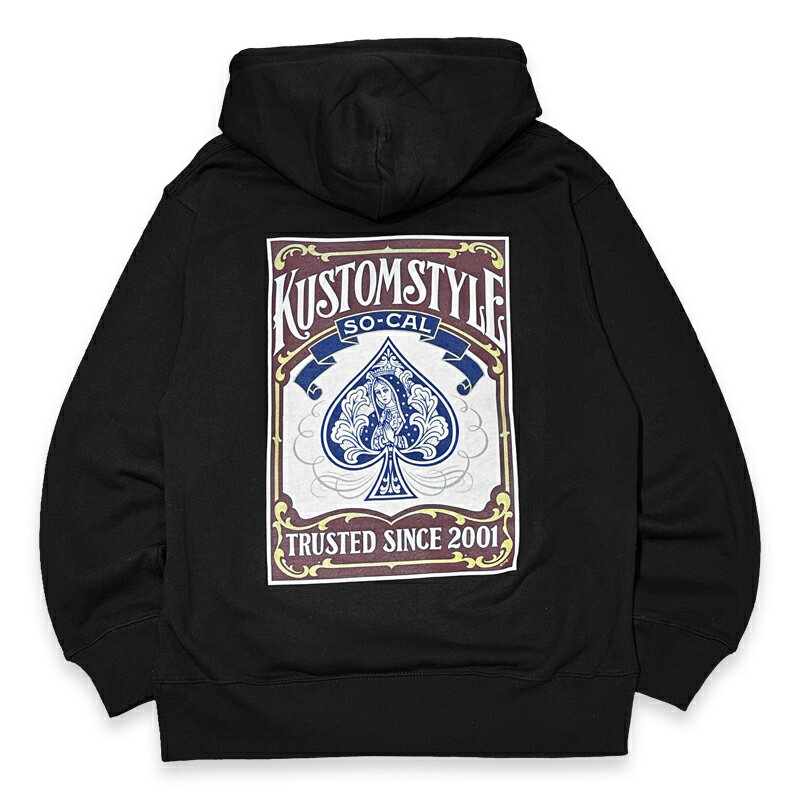 真っ黒　トランプ KUSTOMSTYLE カスタムスタイル KSP2325BK "GUADALUPE PLAYING CARD" PULLOVER HOODIE パーカー COLOR*BLACK